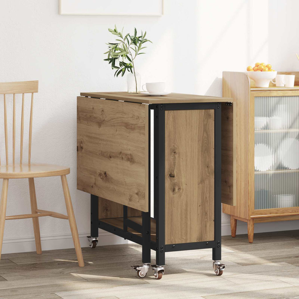 vidaXL Składany stół jadalny z kółkami 130 x 80 x 76,5 cm stal PB