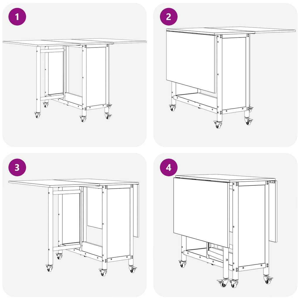 vidaXL Składany stół jadalny z kółkami 130 x 80 x 76,5 cm stal PB