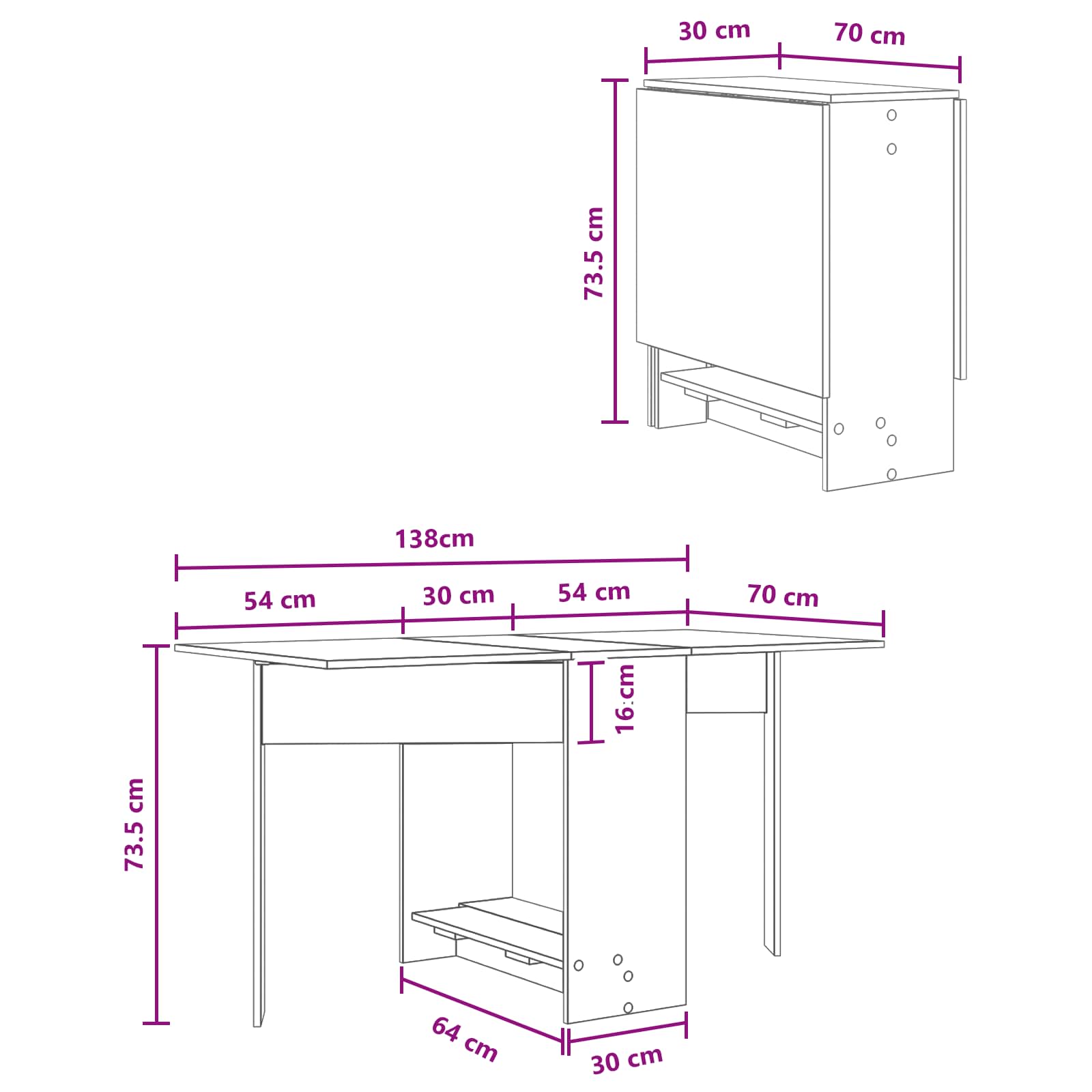 vidaXL Stół jadalniany 138 x 70 x 73,5 cm Drewno inżynieryjne