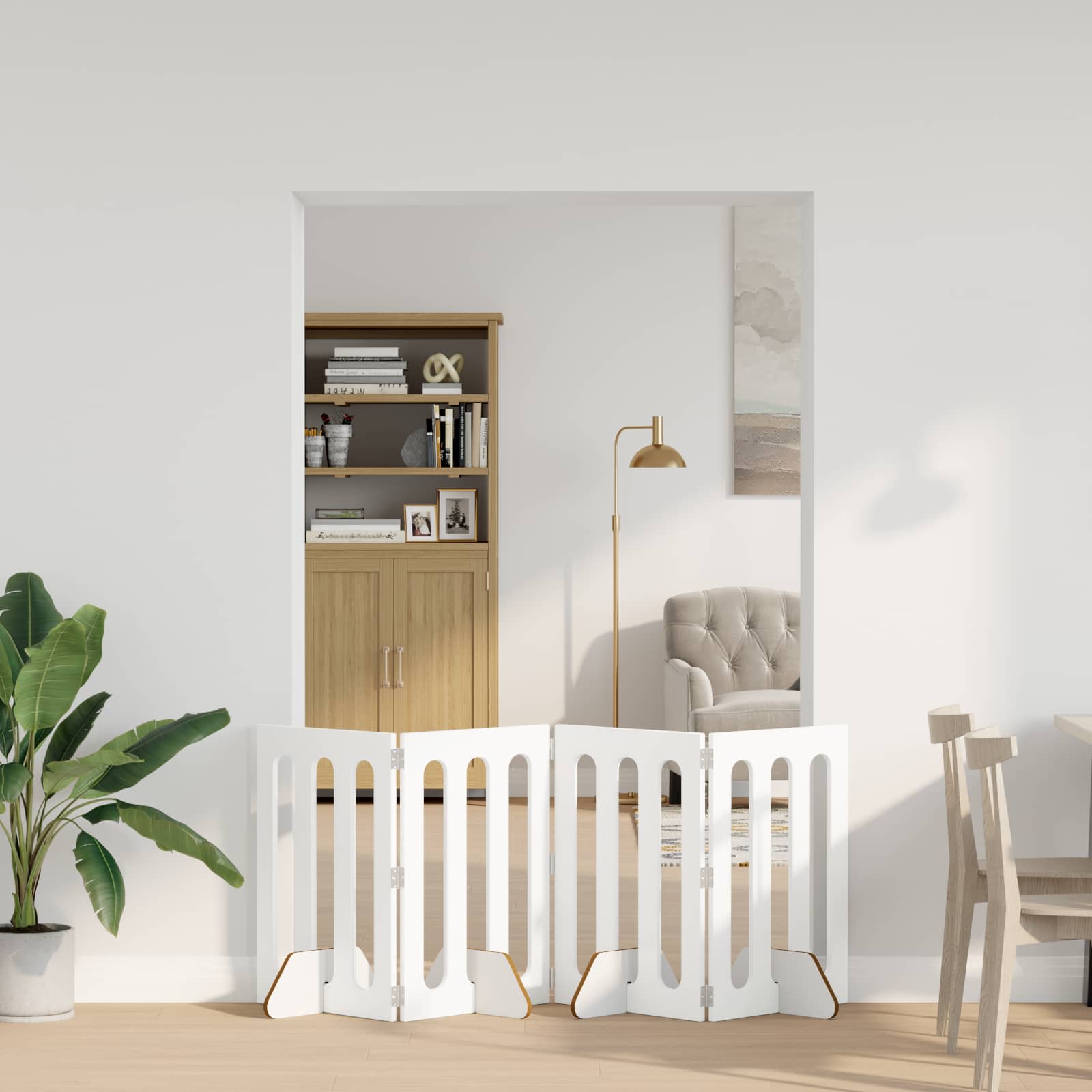 vidaXL Składany kojec dla zwierząt 4 pcs Biały 201 x 38 x 70 cm