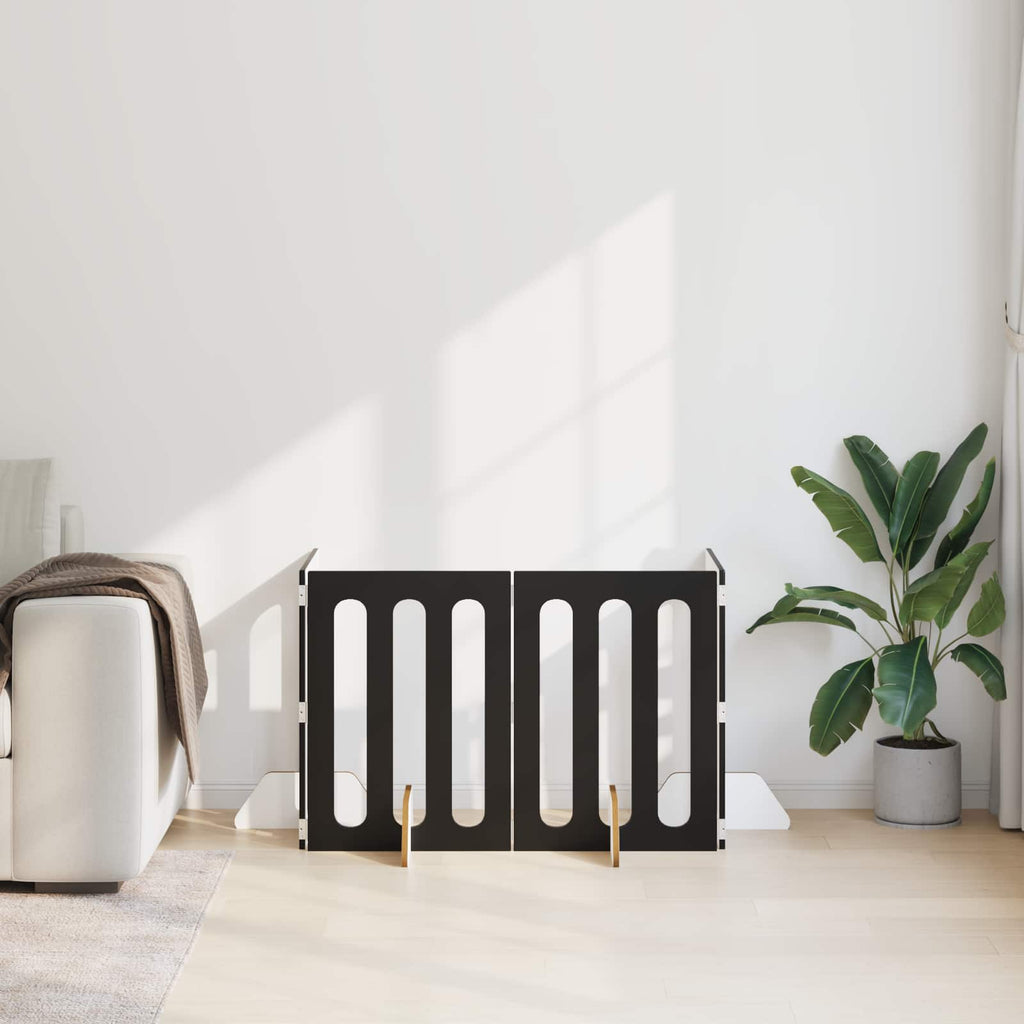vidaXL Składany kojec dla zwierząt 4 pcs Czarny Dąb 201 x 38 x 70 cm