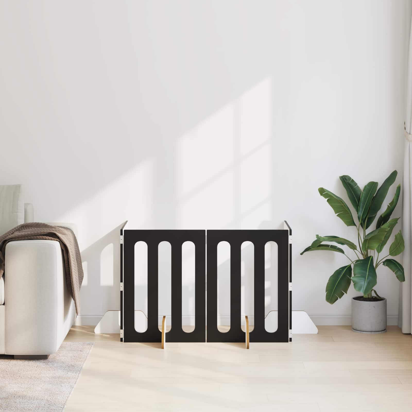 vidaXL Składany kojec dla zwierząt 4 pcs Czarny Dąb 201 x 38 x 70 cm