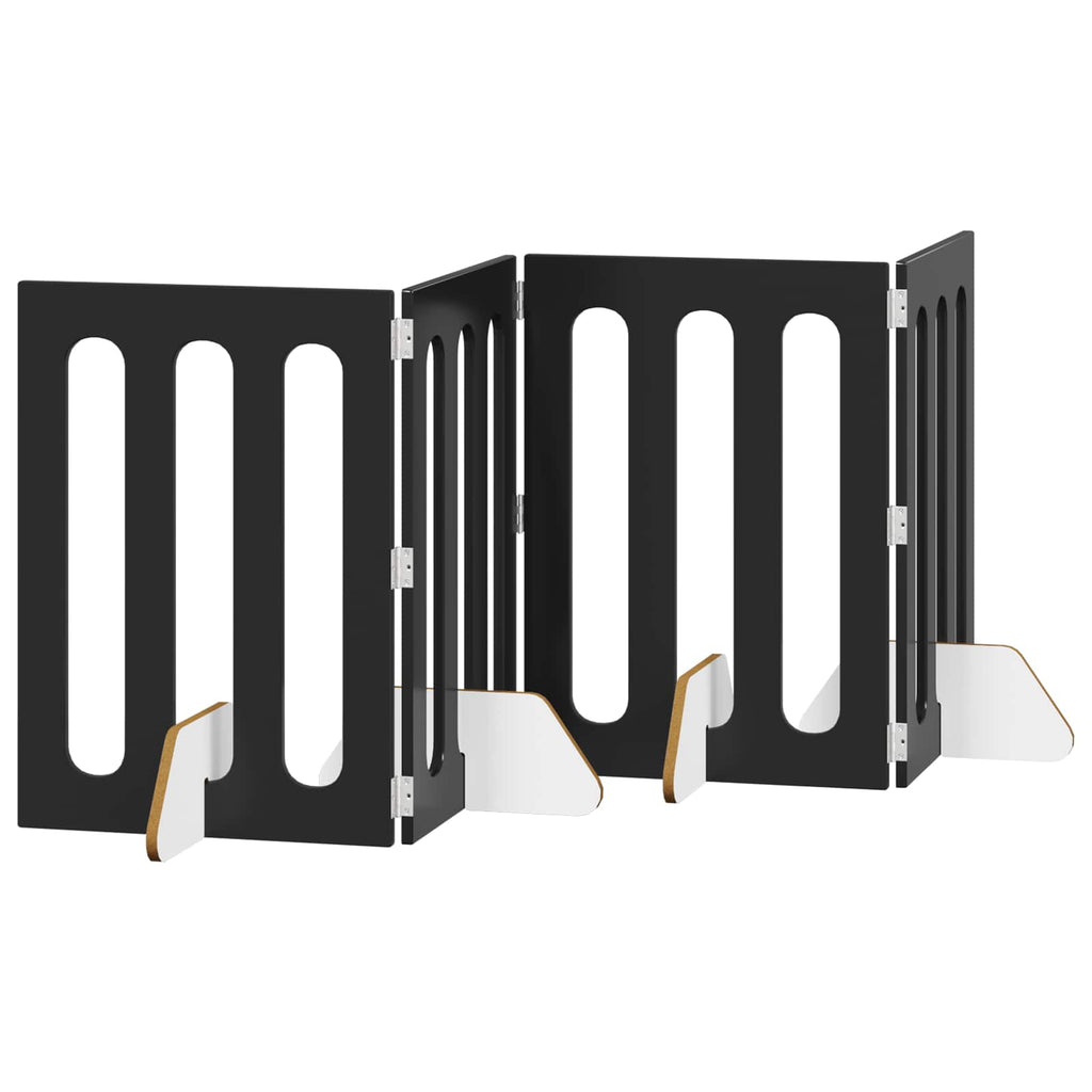 vidaXL Składany kojec dla zwierząt 4 pcs Czarny Dąb 201 x 38 x 70 cm