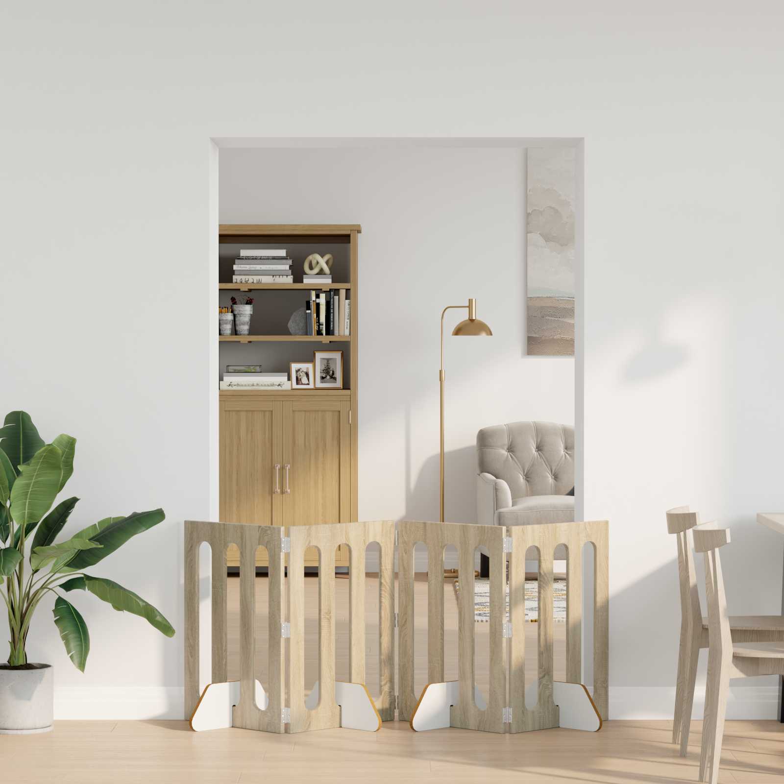 vidaXL Składany kojec dla zwierząt 4 pcs Dąb Sonoma 201 x 38 x 70 cm