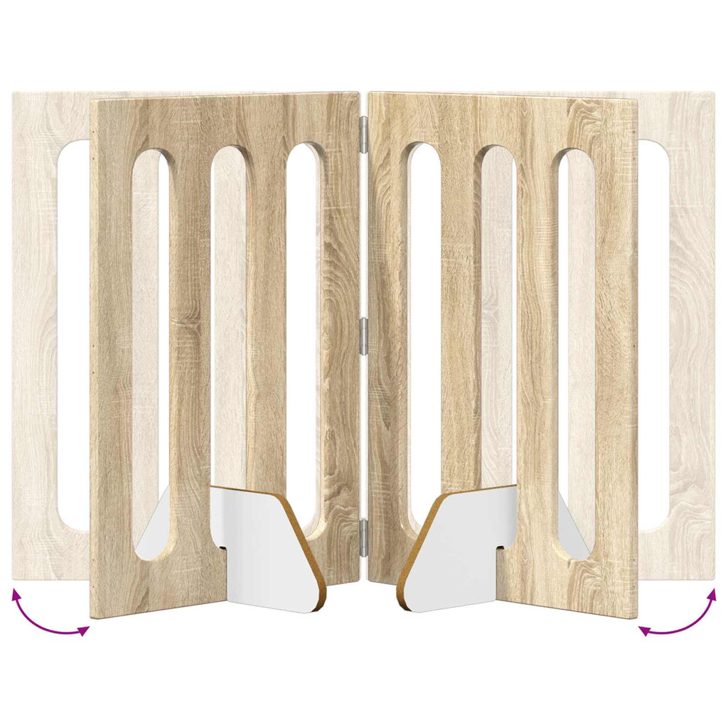 vidaXL Składany kojec dla zwierząt 4 pcs Dąb Sonoma 201 x 38 x 70 cm