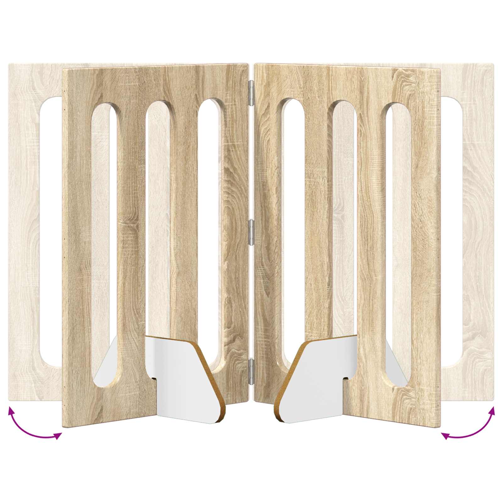 vidaXL Składany kojec dla zwierząt 4 pcs Dąb Sonoma 201 x 38 x 70 cm