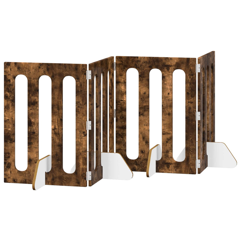 vidaXL Składany kojec dla zwierząt 4 pcs Dąb Wędzony 201 x 38 x 70 cm