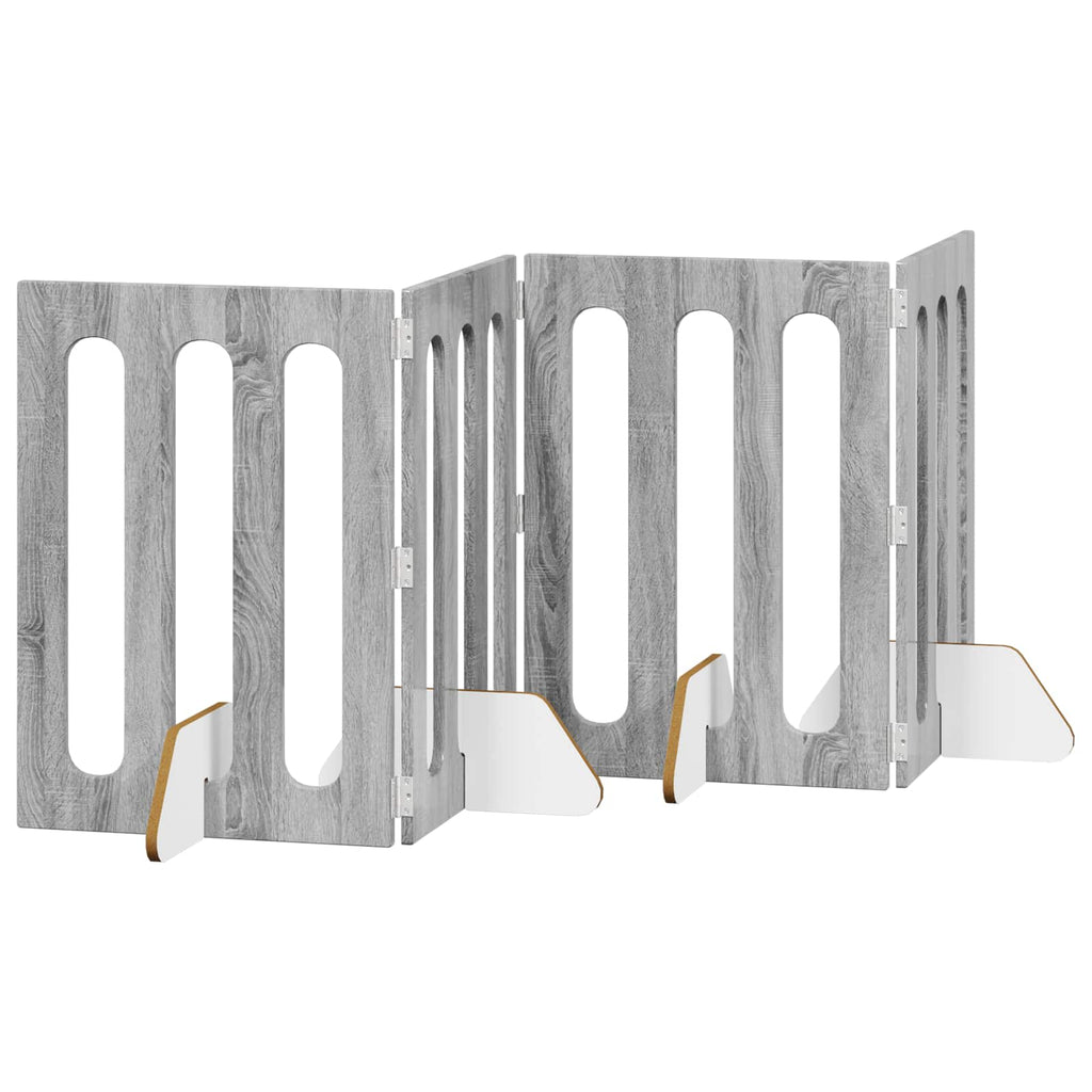 vidaXL Składany kojec dla zwierząt 4 pcs Szary Sonoma 201 x 38 x 70 cm