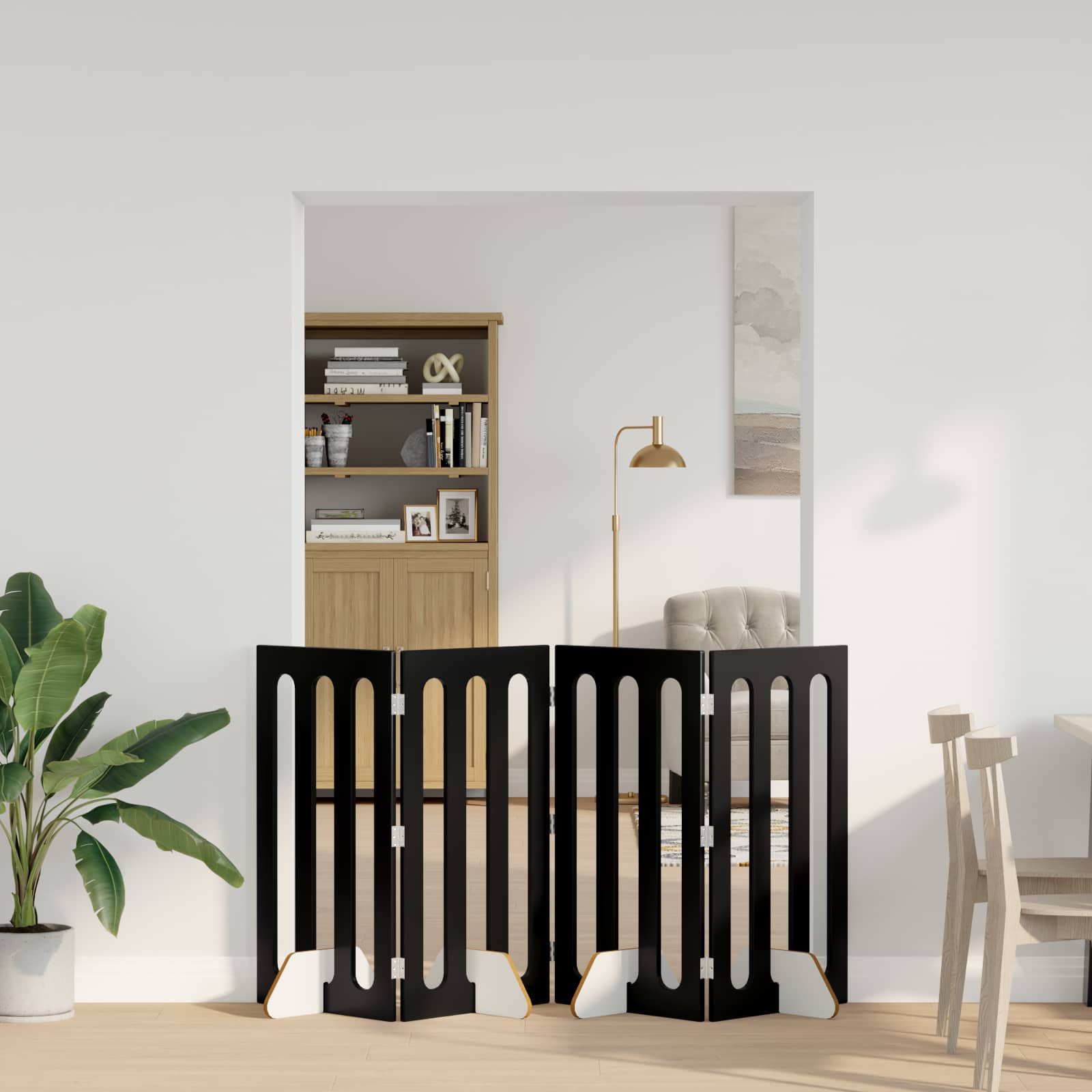 vidaXL Składany kojec dla zwierząt 4 pcs Czarny Dąb 201 x 38 x 90 cm