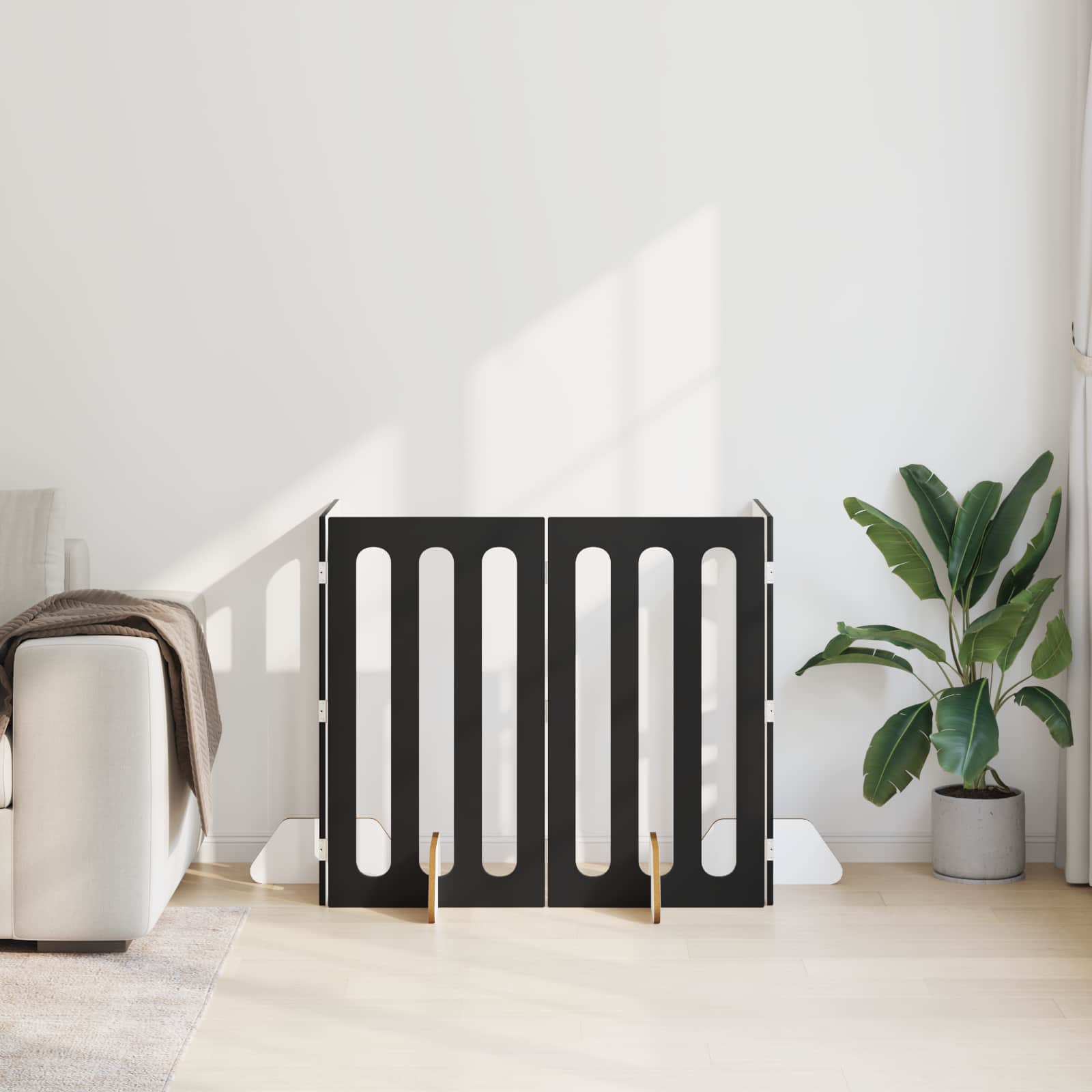 vidaXL Składany kojec dla zwierząt 4 pcs Czarny Dąb 201 x 38 x 90 cm