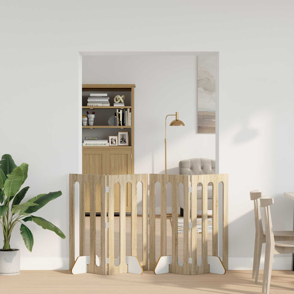 vidaXL Składany kojec dla zwierząt 4 pcs Dąb Sonoma 201 x 38 x 90 cm