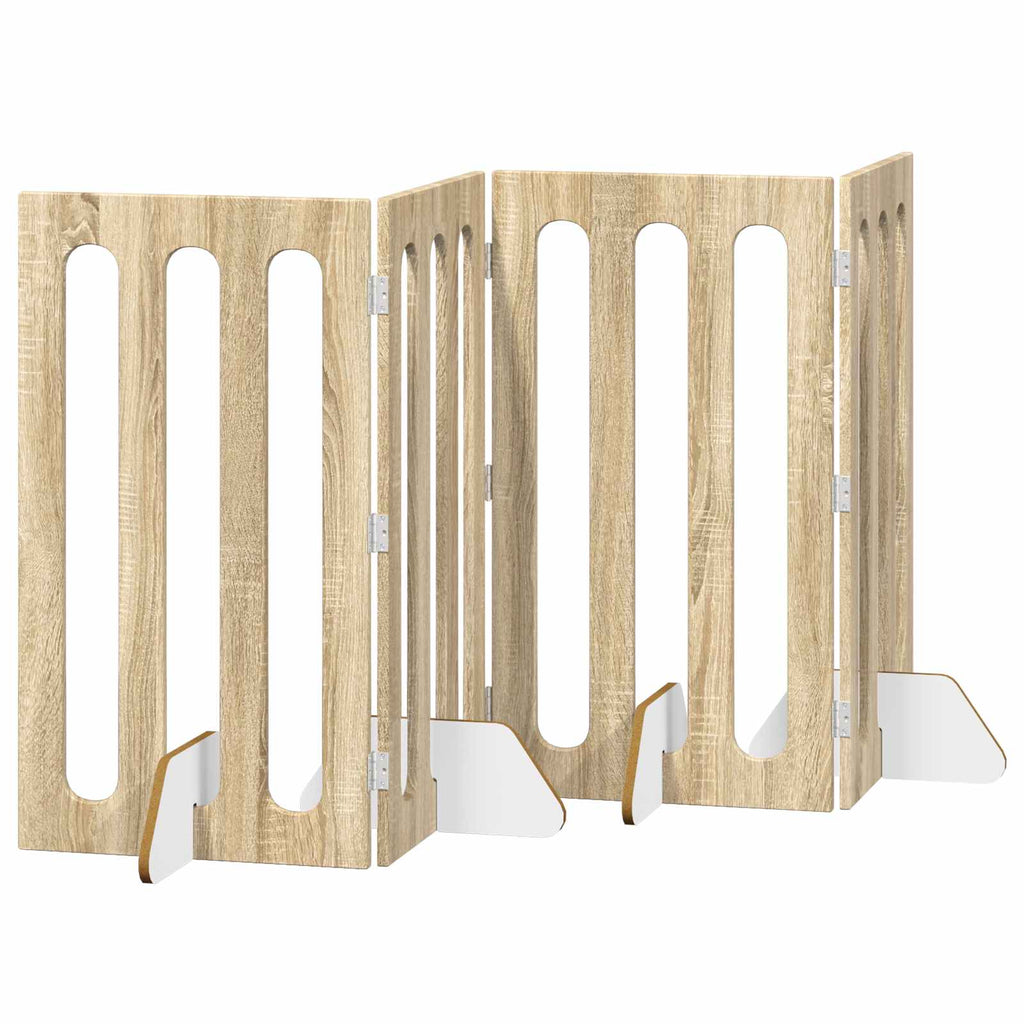 vidaXL Składany kojec dla zwierząt 4 pcs Dąb Sonoma 201 x 38 x 90 cm