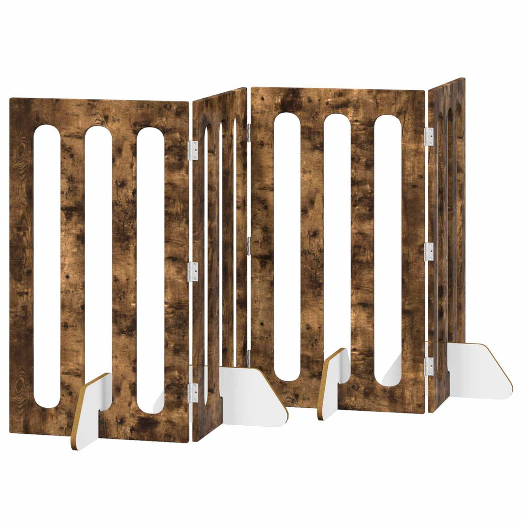 vidaXL Składany kojec dla zwierząt 4 pcs Dąb Wędzony 201 x 38 x 90 cm