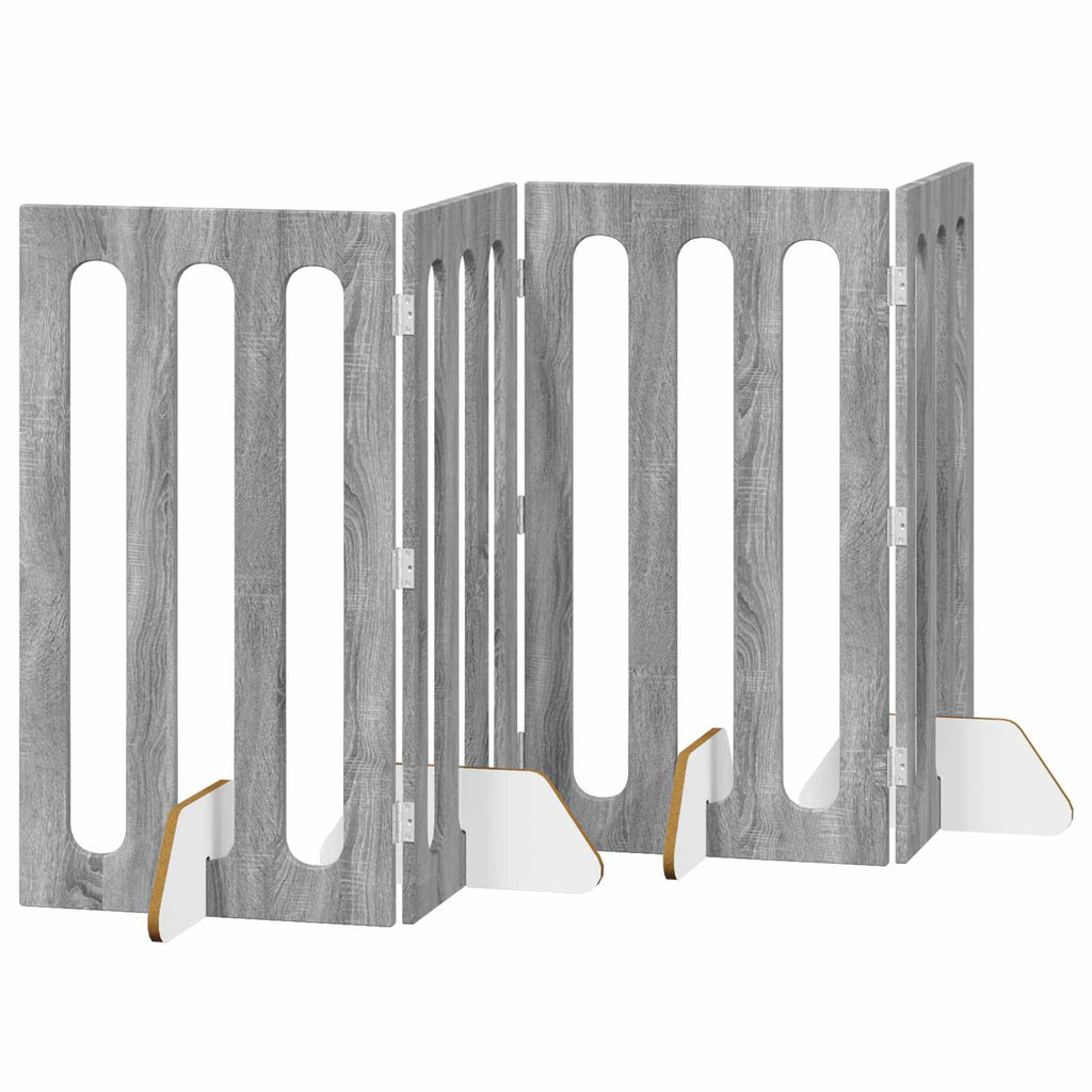 vidaXL Składany kojec dla zwierząt 4 pcs Szary Sonoma 201 x 38 x 90 cm