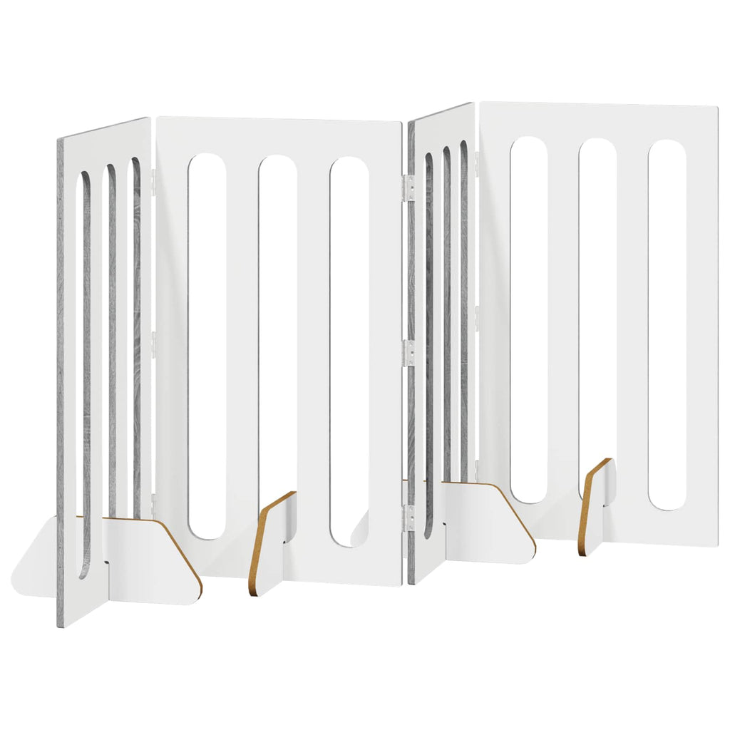 vidaXL Składany kojec dla zwierząt 4 pcs Szary Sonoma 201 x 38 x 90 cm