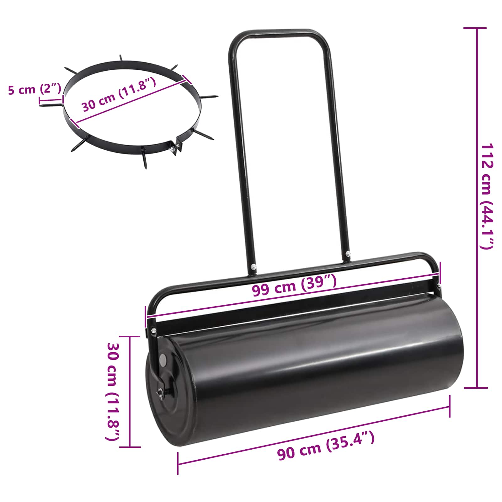 vidaXL Zielony wałek do trawnika z zaciskami aeratora Ø 30 x 90 cm