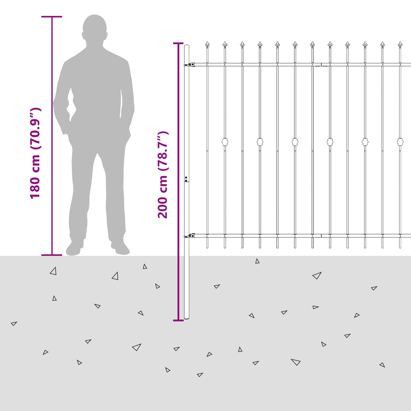 vidaXL Ogrodzenie z kolcami Asten Czarny 200 x 200 cm
