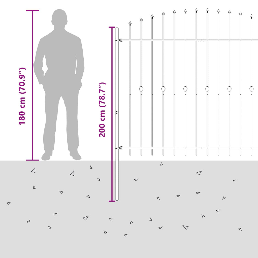 vidaXL Ogrodzenie z kolcami Asten Czarny 200 x 200 cm