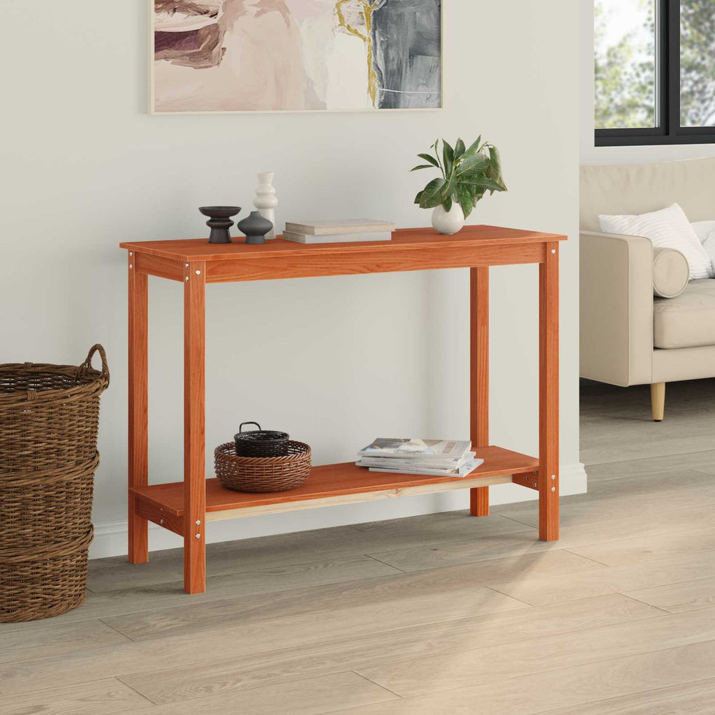 vidaXL Konsola Woskowy Brąz 110 x 40 x 80 cm Lite drewno sosnowe
