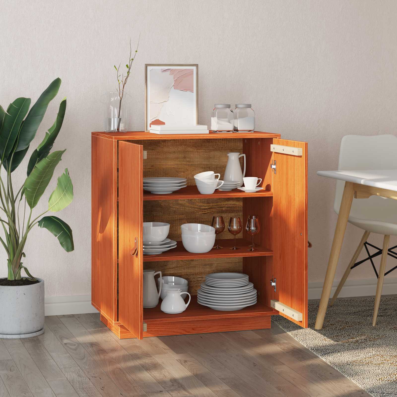 vidaXL Bufet Woskowy Brąz 65,5 x 40 x 75 cm Lite drewno sosnowe