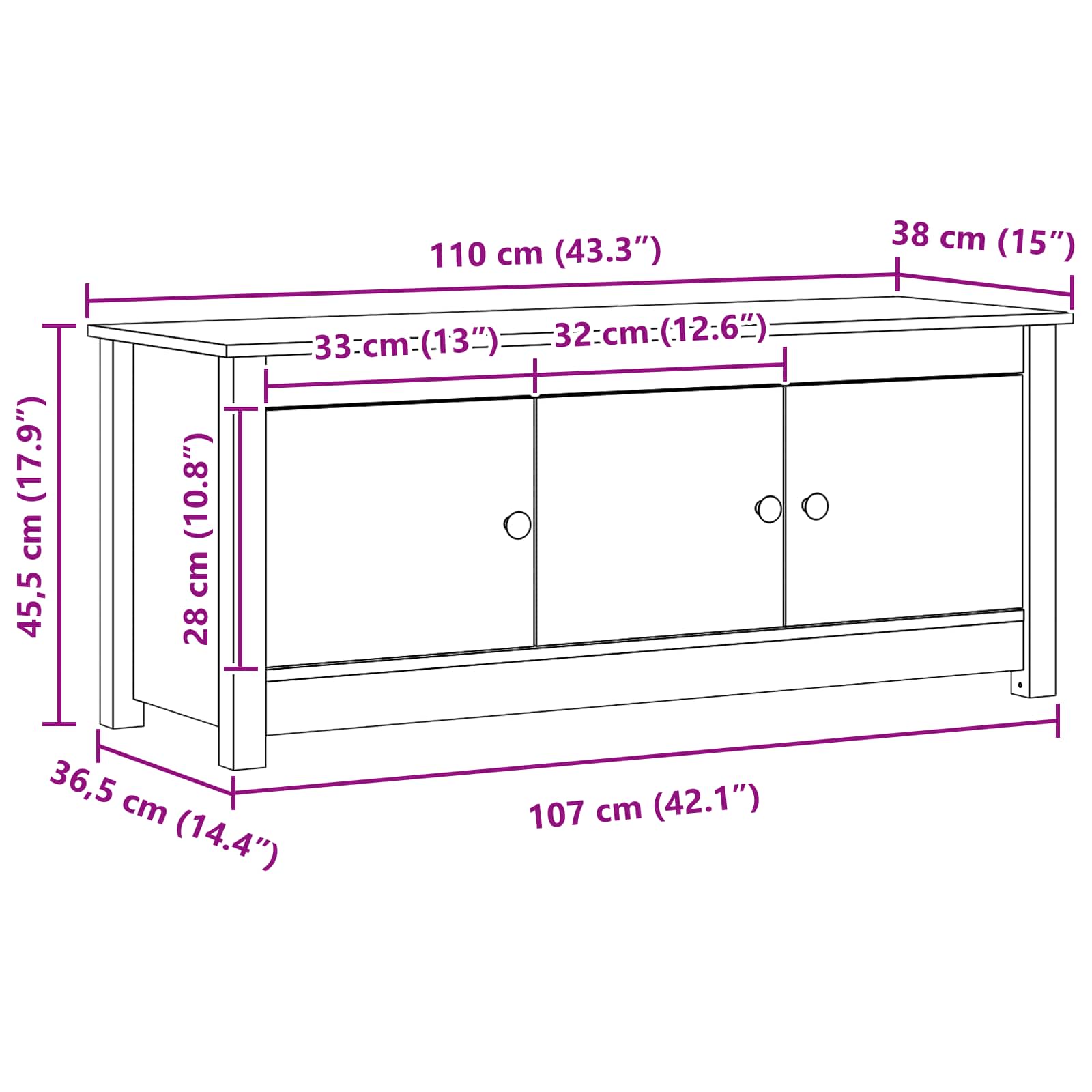vidaXL Szafka na buty Woskowy Brąz 110 x 38 x 45,5 cm