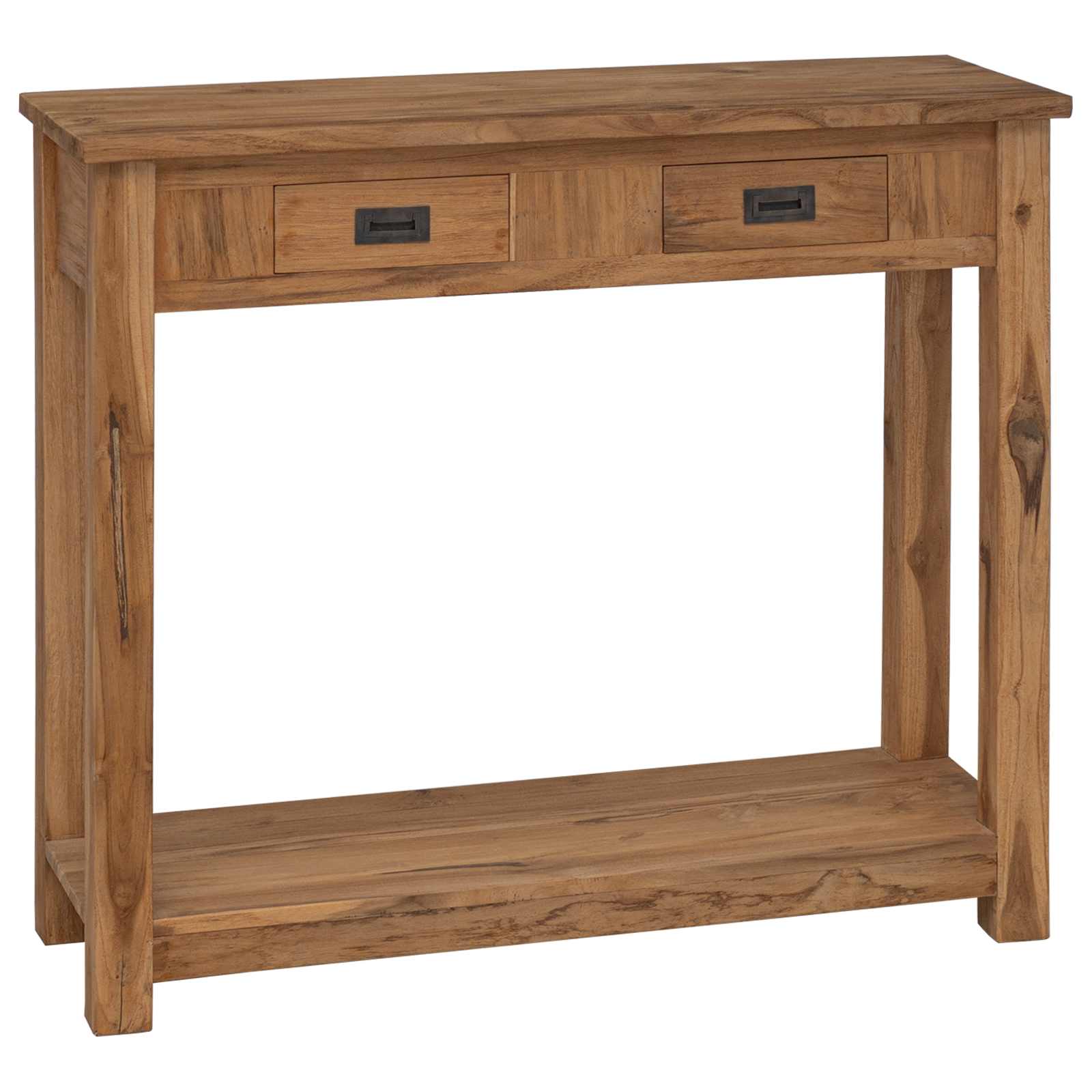 vidaXL Konsola naturalny 90 x 30 x 80 cm Lite drewno teakowe