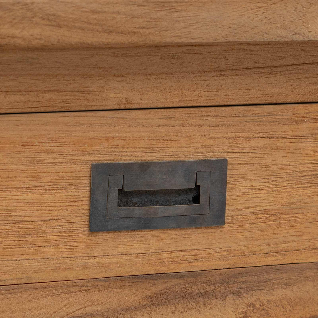 vidaXL Konsola naturalny 110 x 30 x 80 cm Lite drewno teakowe