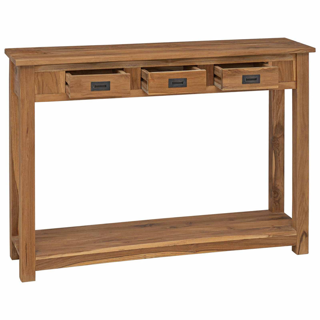 vidaXL Konsola naturalny 110 x 30 x 80 cm Lite drewno teakowe