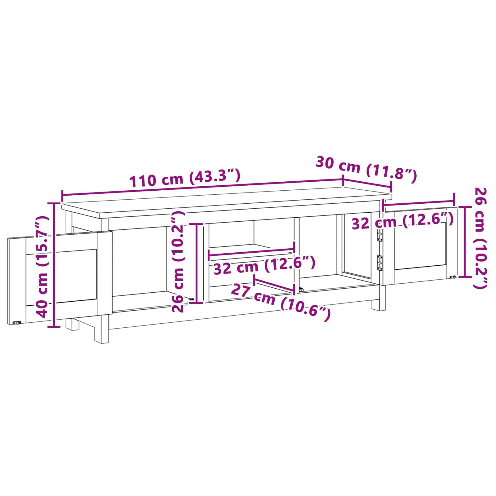 vidaXL Szafka pod TV 110 x 30 x 40 cm naturalny Lite drewno teakowe