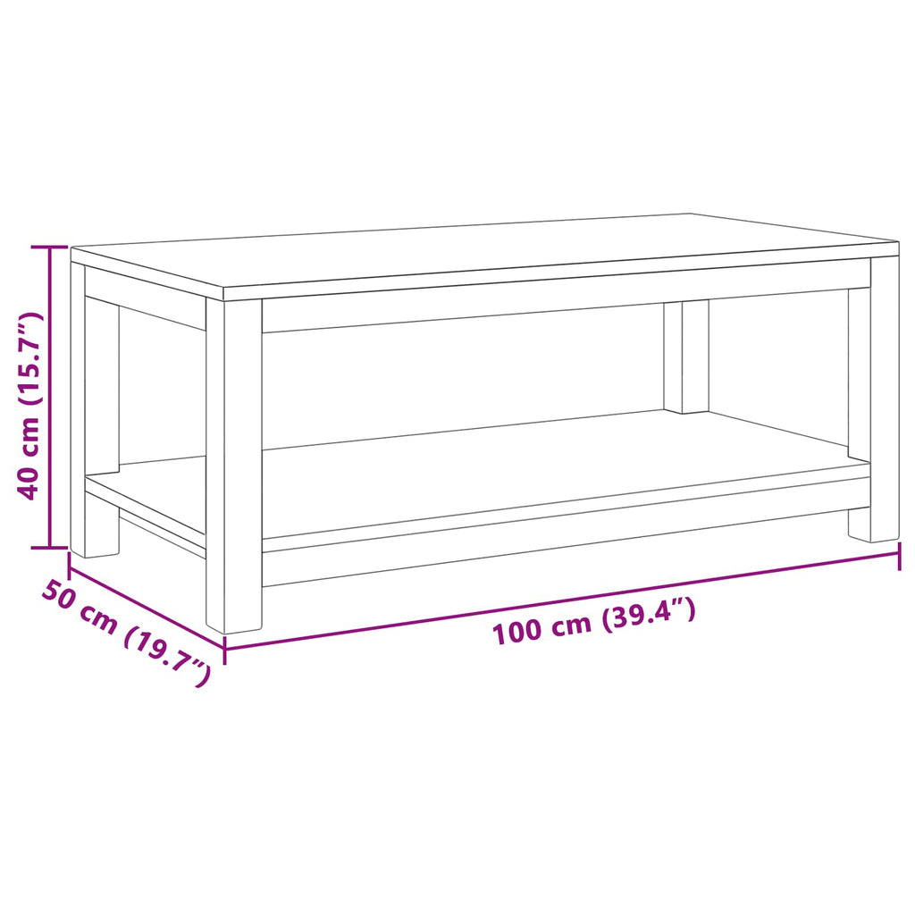 vidaXL Stolik kawowy naturalny 100 x 50 x 40 cm Lite drewno teakowe