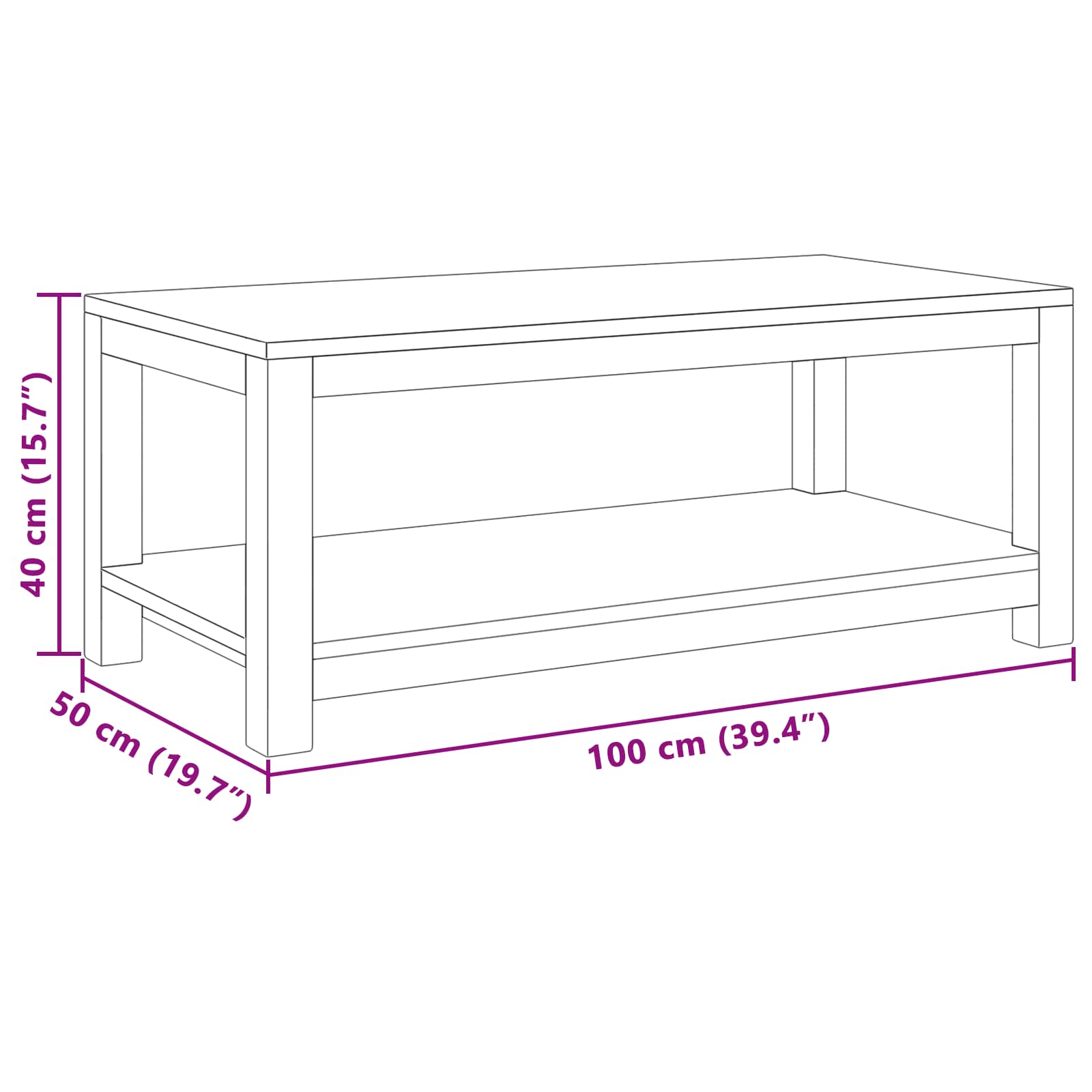 vidaXL Stolik kawowy naturalny 100 x 50 x 40 cm Lite drewno teakowe