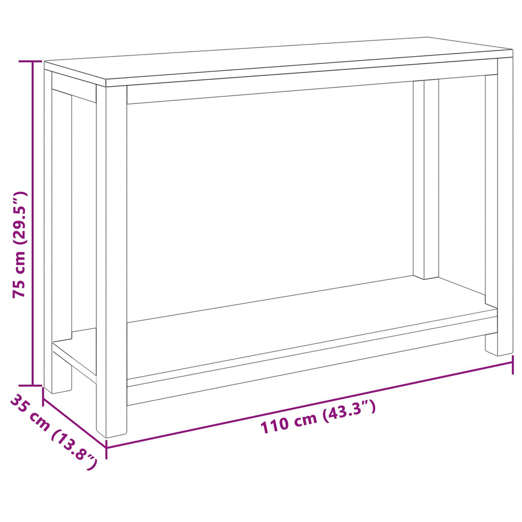 vidaXL Konsola naturalny 110 x 35 x 75 cm Lite drewno teakowe