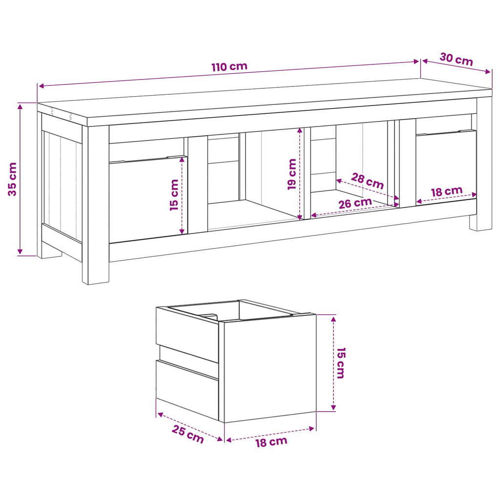 vidaXL Szafka pod telewizor 110 x 30 x 35 cm naturalny