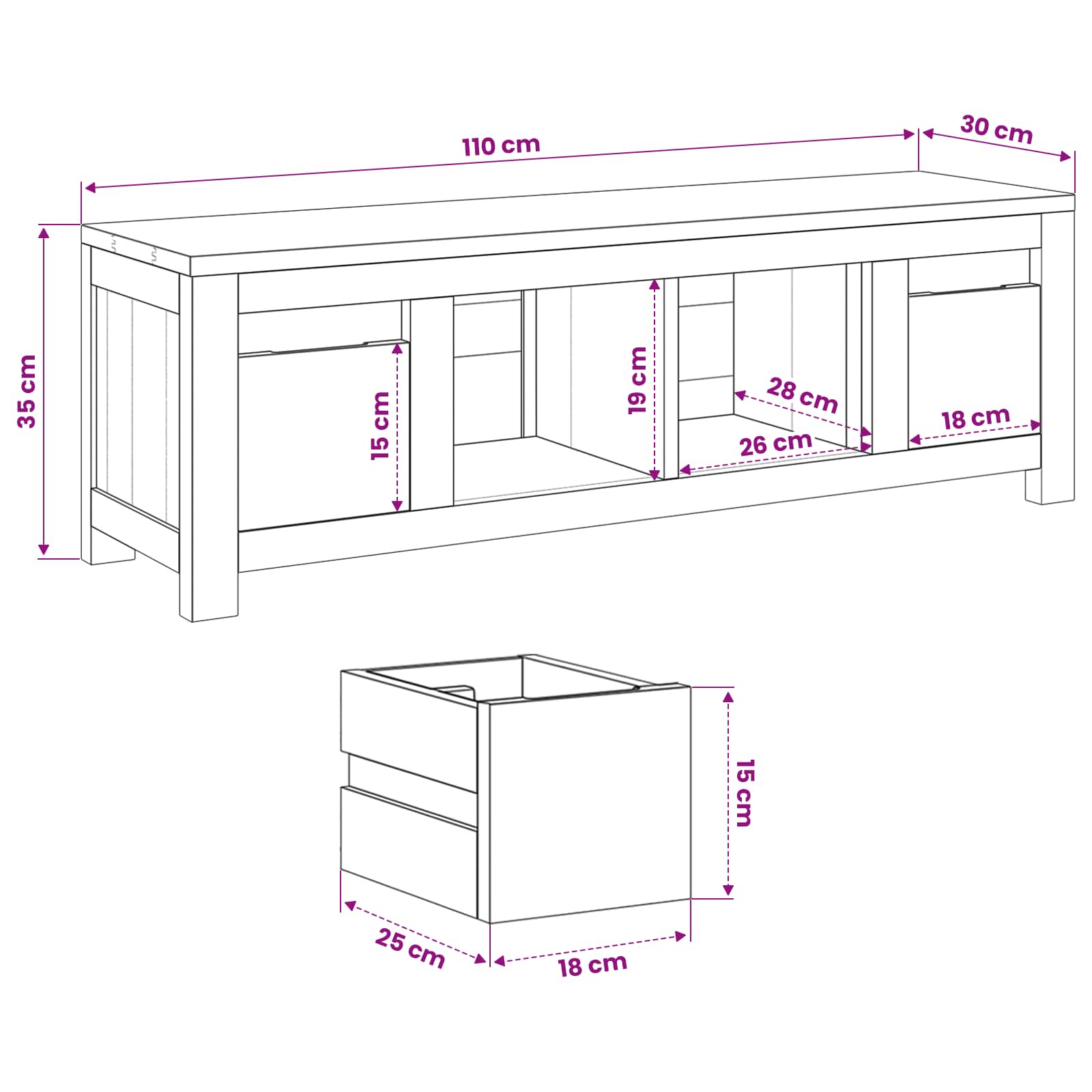 vidaXL Szafka pod telewizor 110 x 30 x 35 cm naturalny