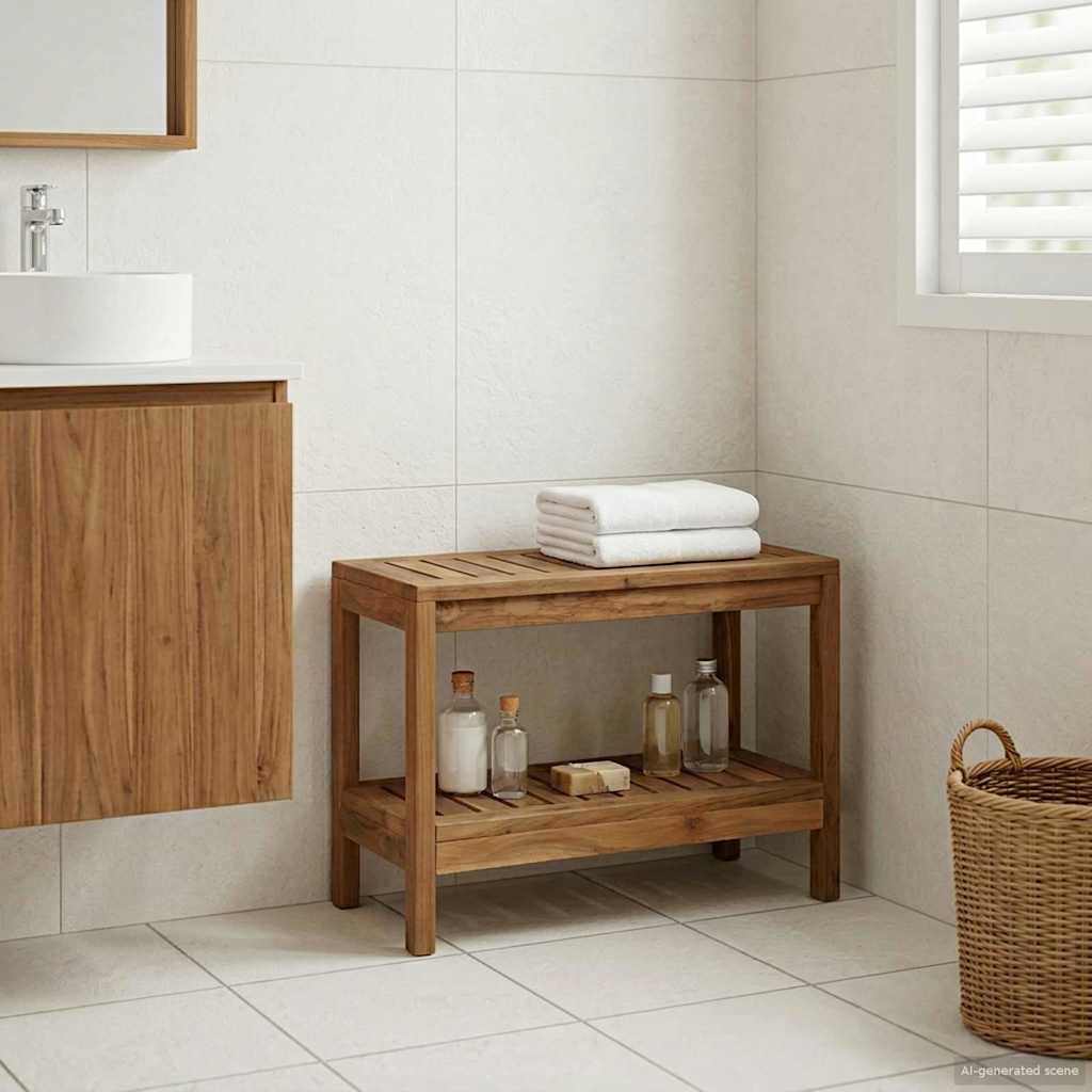 vidaXL Stolik boczny do łazienki naturalny 60 x 30 x 45 cm