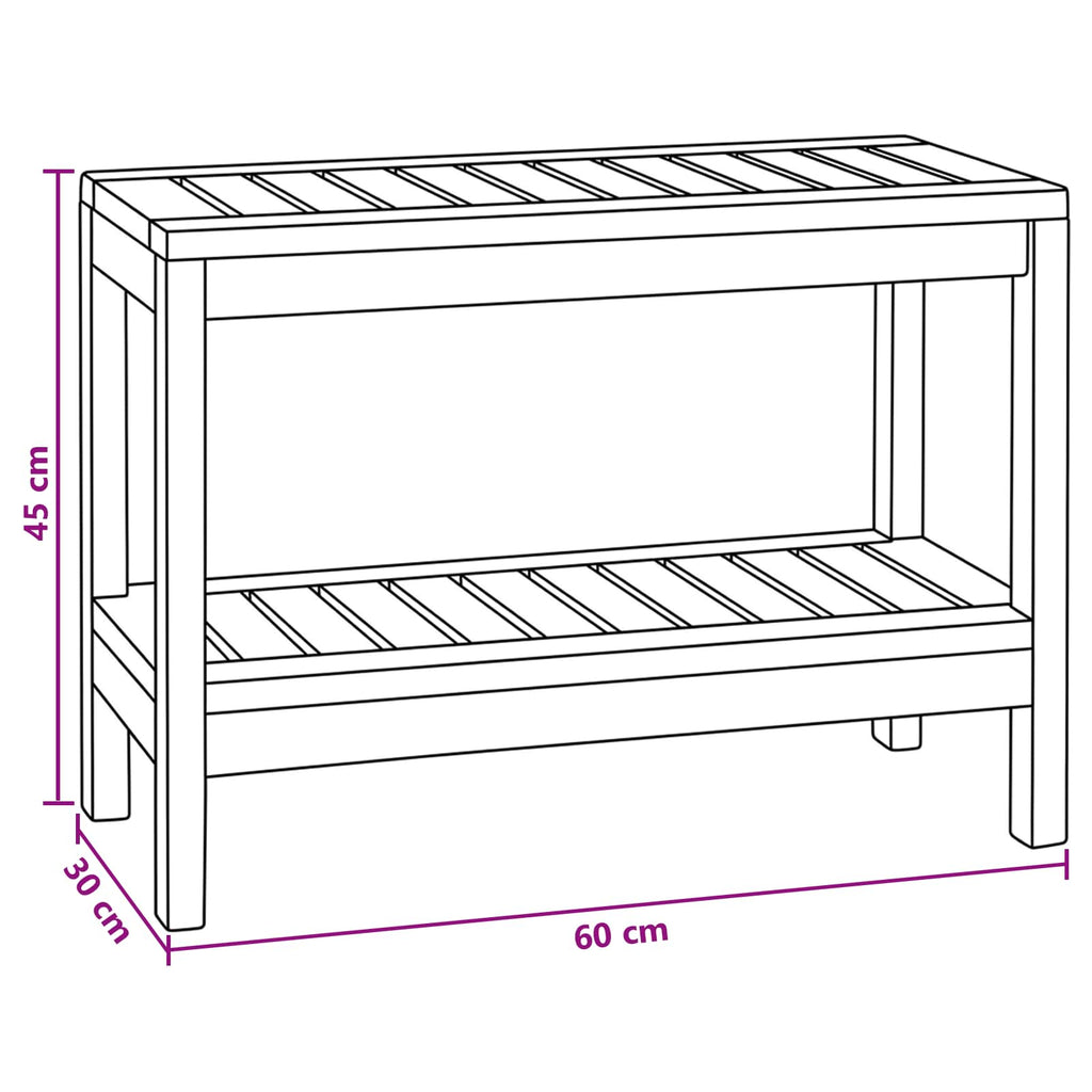 vidaXL Stolik boczny do łazienki naturalny 60 x 30 x 45 cm