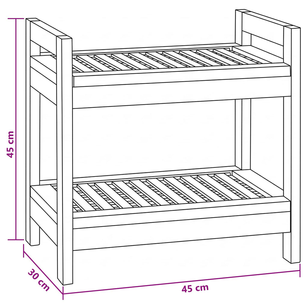 vidaXL Półka łazienkowa naturalny 45 x 30 x 45 cm Lite drewno teakowe