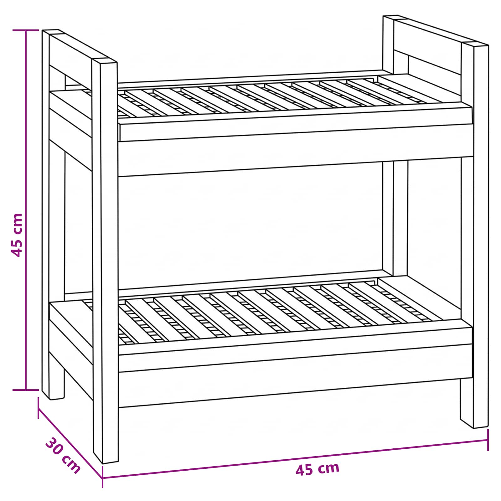 vidaXL Półka łazienkowa naturalny 45 x 30 x 45 cm Lite drewno teakowe