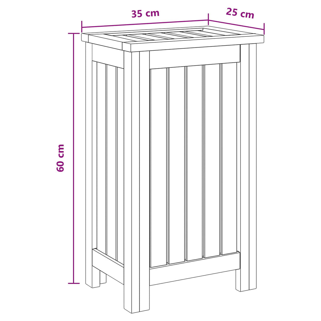 vidaXL Kosz na pranie naturalny 35 x 25 x 60 cm Lite drewno teakowe