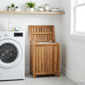 vidaXL Kosz na pranie naturalny 50 x 35 x 60 cm Lite drewno teakowe