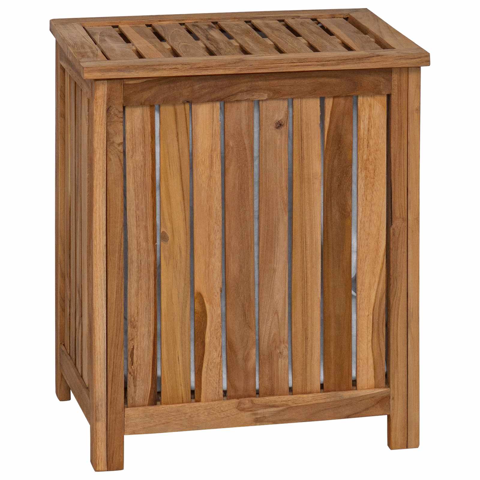 vidaXL Kosz na pranie naturalny 50 x 35 x 60 cm Lite drewno teakowe