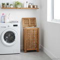 vidaXL Kosz na pranie naturalny 35 x 25 x 60 cm Lite drewno teakowe
