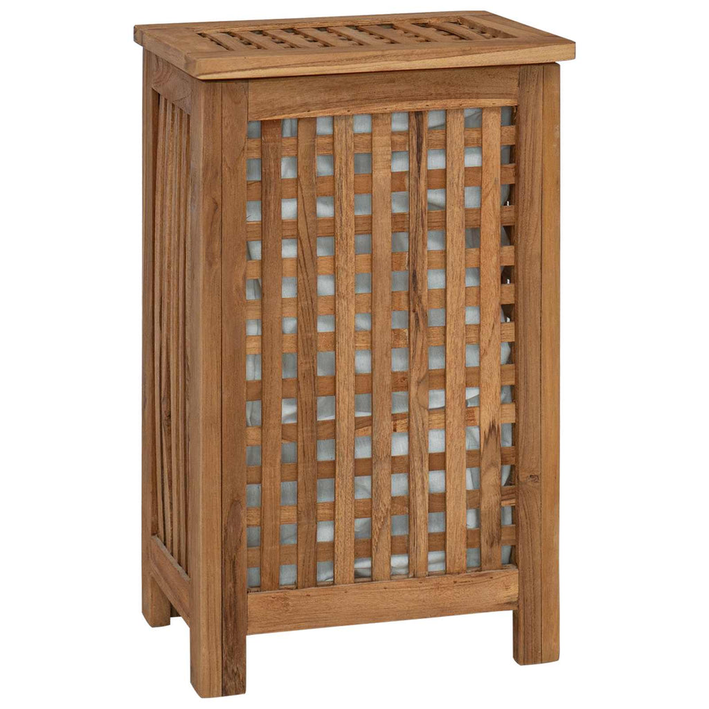 vidaXL Kosz na pranie naturalny 35 x 25 x 60 cm Lite drewno teakowe