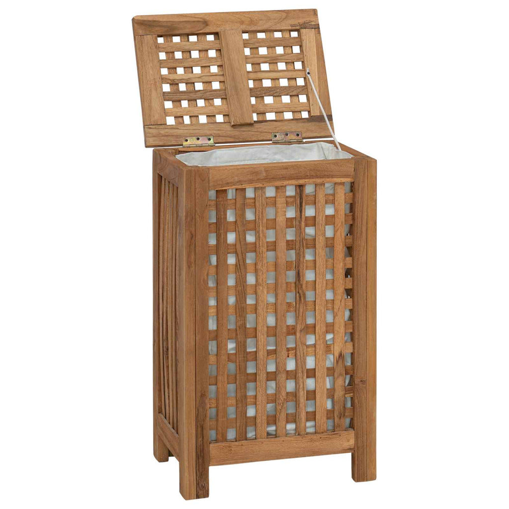 vidaXL Kosz na pranie naturalny 35 x 25 x 60 cm Lite drewno teakowe