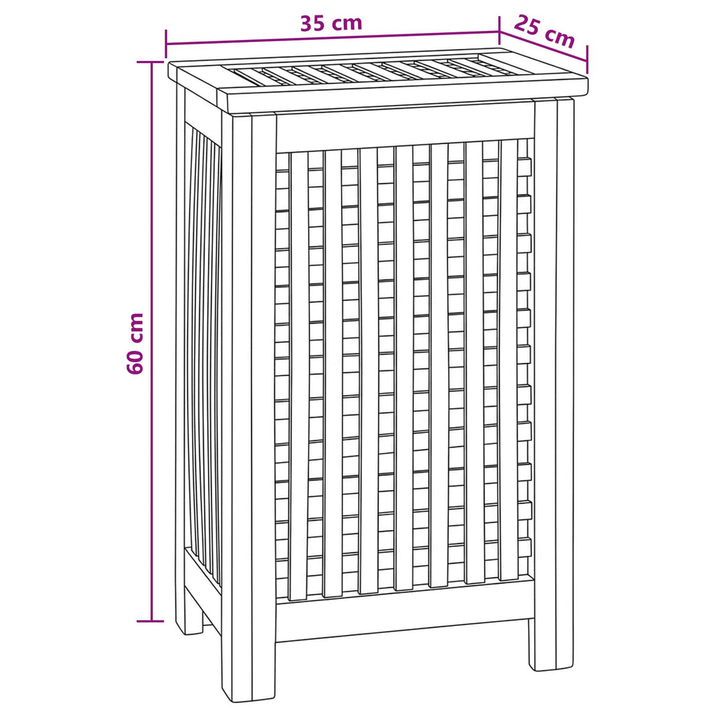 vidaXL Kosz na pranie naturalny 35 x 25 x 60 cm Lite drewno teakowe