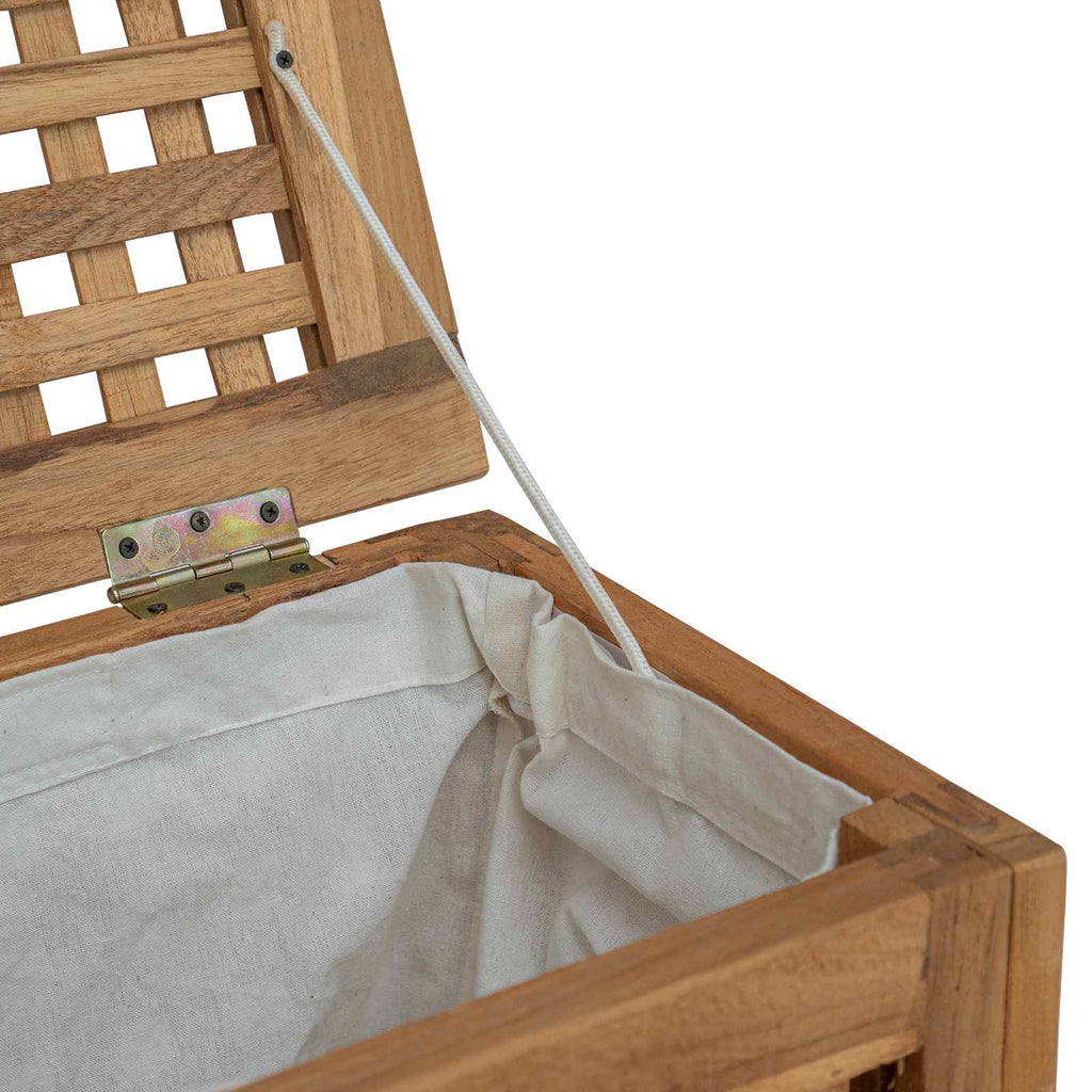 vidaXL Kosz na pranie naturalny 50 x 35 x 60 cm Lite drewno teakowe