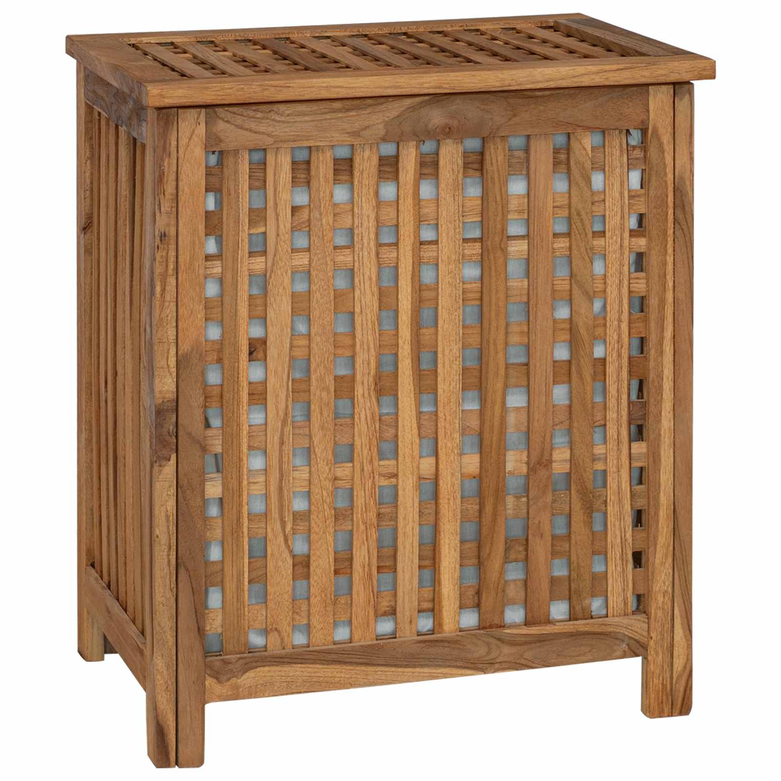 vidaXL Kosz na pranie naturalny 50 x 35 x 60 cm Lite drewno teakowe