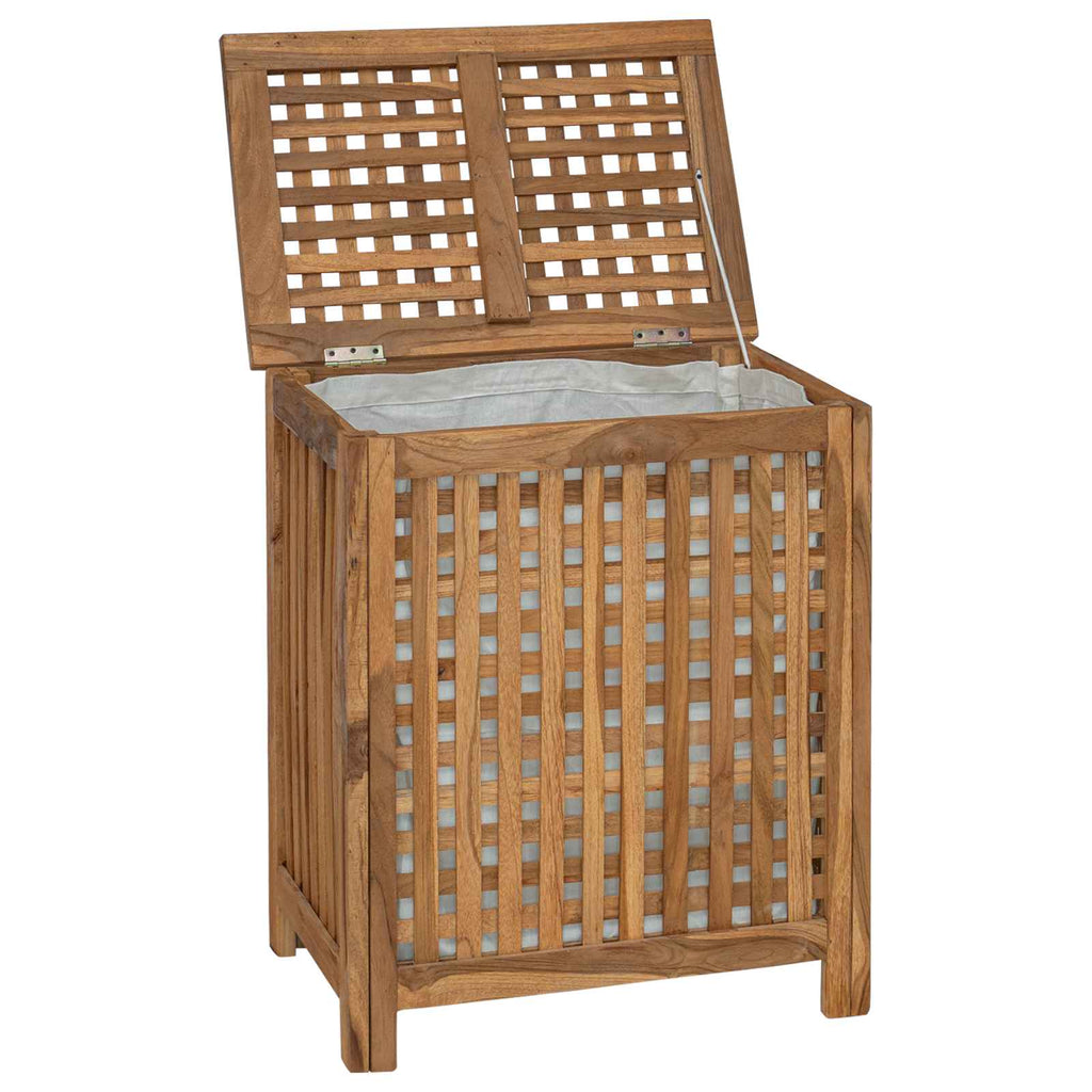 vidaXL Kosz na pranie naturalny 50 x 35 x 60 cm Lite drewno teakowe