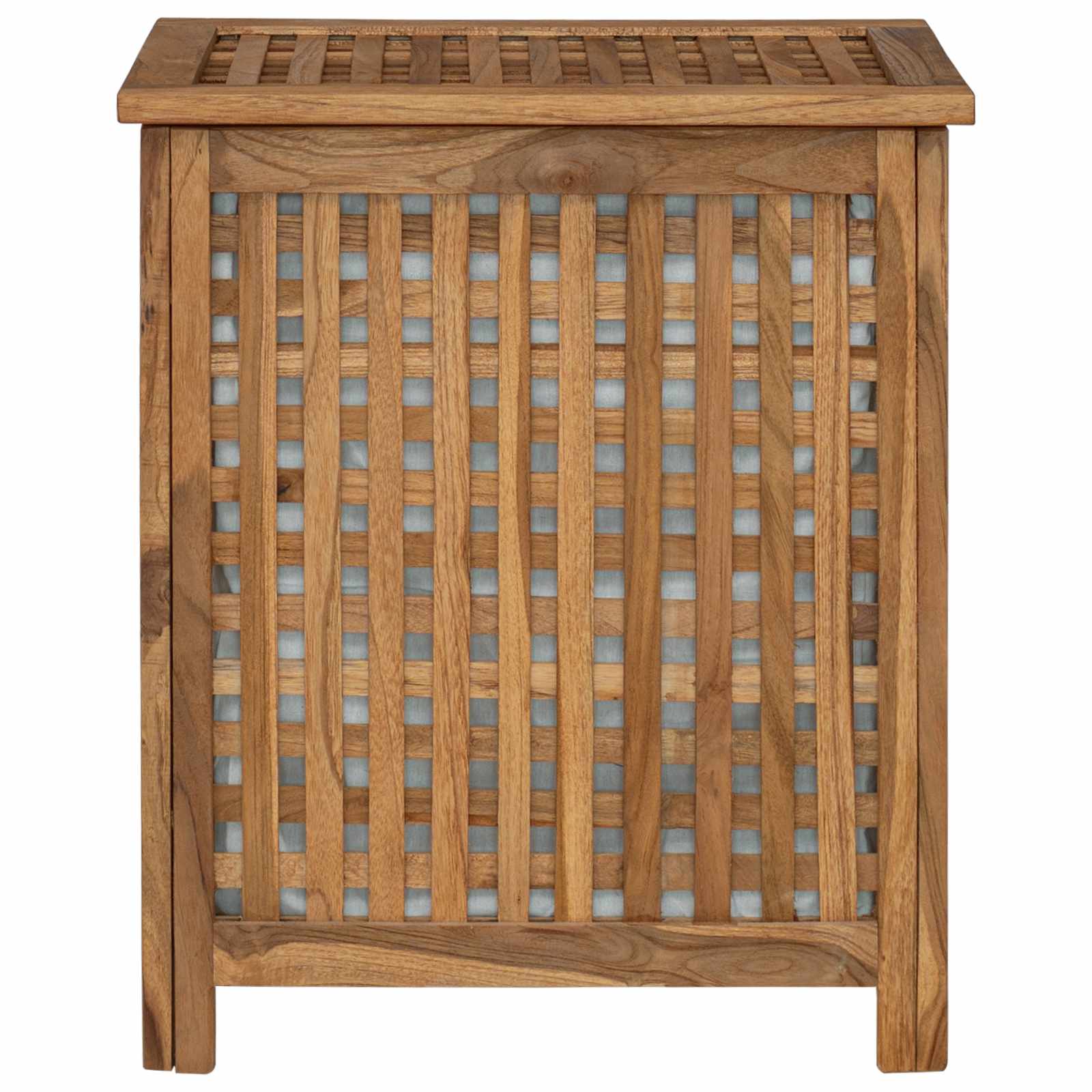 vidaXL Kosz na pranie naturalny 50 x 35 x 60 cm Lite drewno teakowe