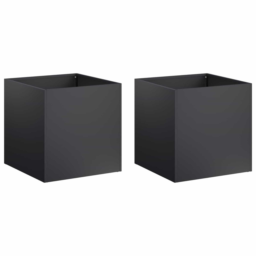 vidaXL Doniczka ogrodowa 2 szt. Czarny 20 x 20 x 20 cm Stal zimnogięta